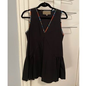 Black Peplum Blouse with colorful detail